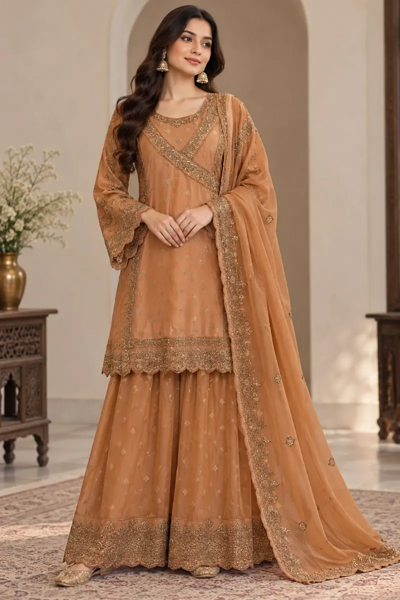 A stunning Banarasi Chandari Anarkali - View 1