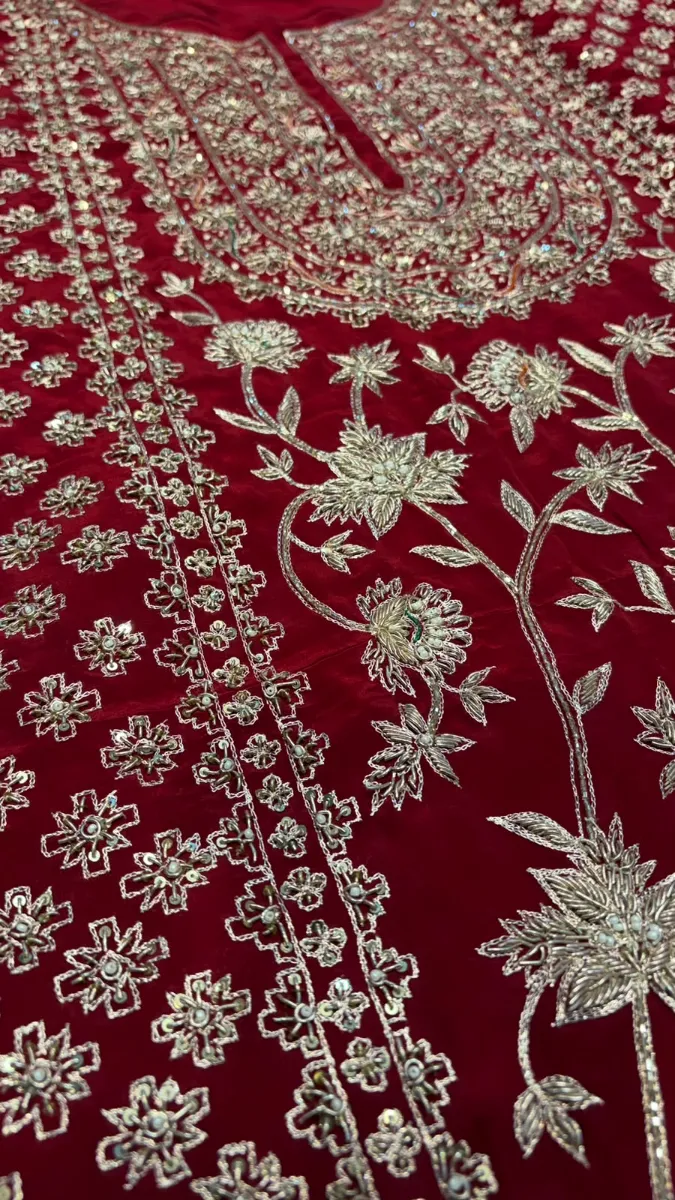 A stunning red crepe kurta - View 1