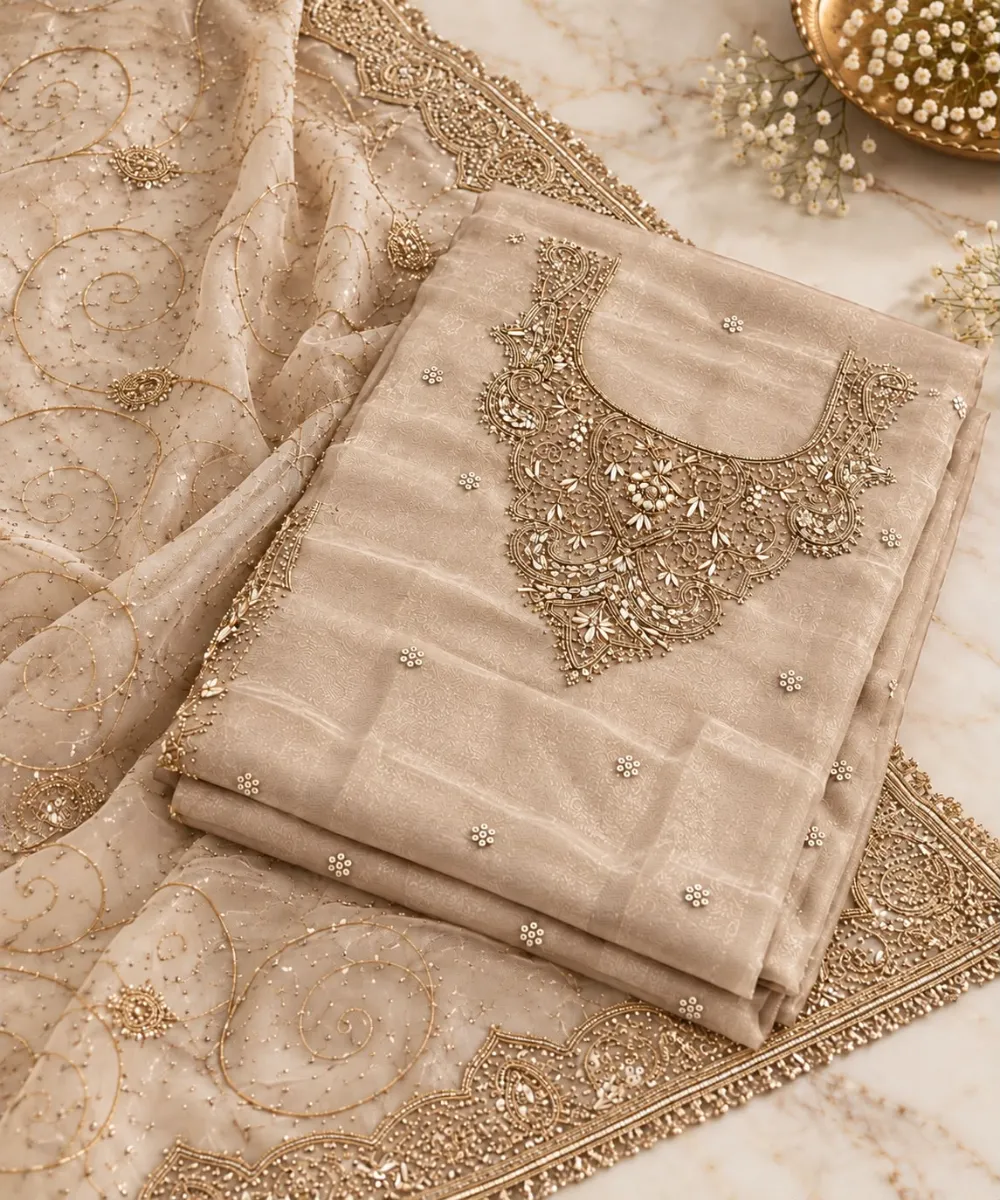 A dreamy pink organza kurta - View 1